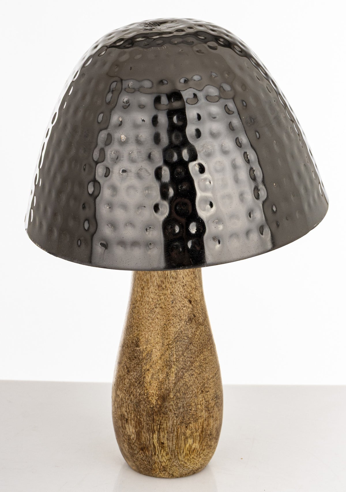 Figurka dekoracyjna grzyb drewniano-metalowa brązowo-złota 25x16x16 cm