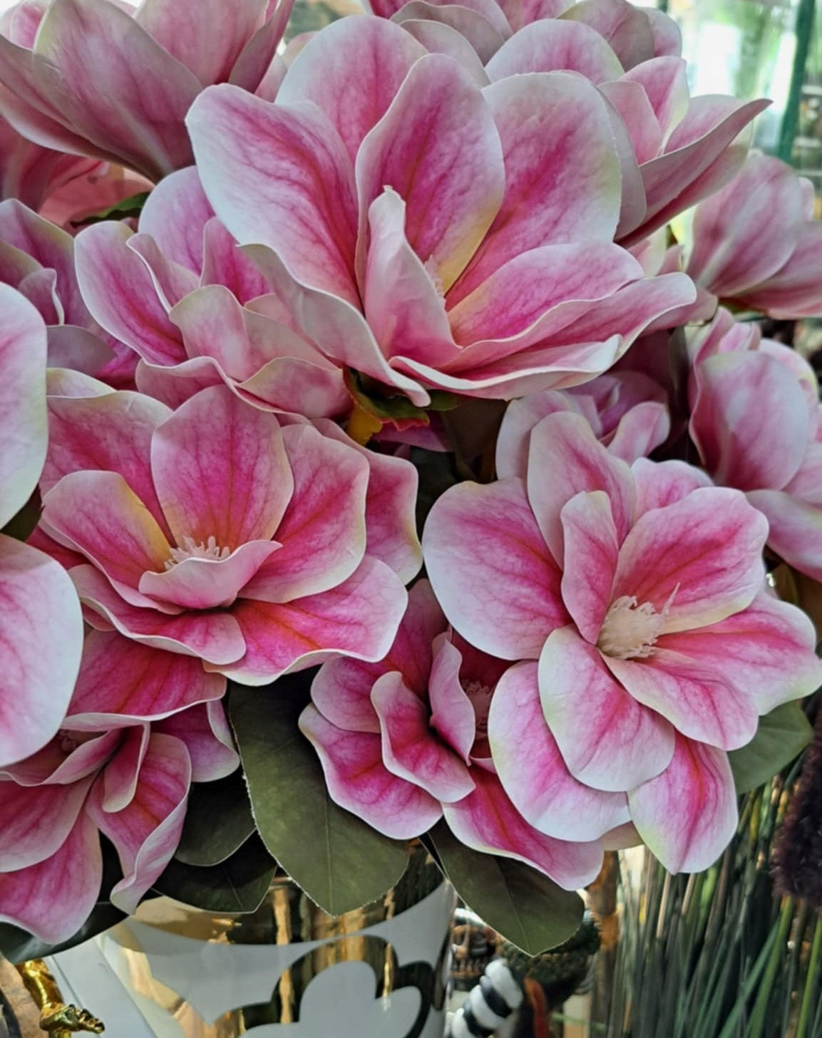 Kwiat Sztuczny 80cm magnolia gałązka dekoracyjna rożowa premium