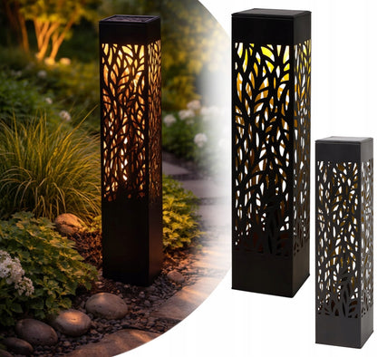 Lampa solarna ogrodowa czarna 53 cm ciepłe światło LED dekoracyjna słupek