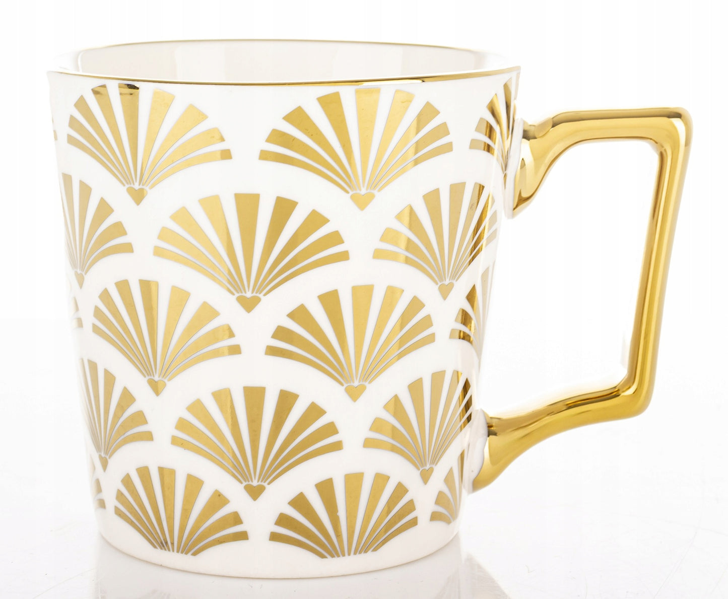 Porcelanowy Kubek elegancki złote ucho 310ml gustowny na prezent