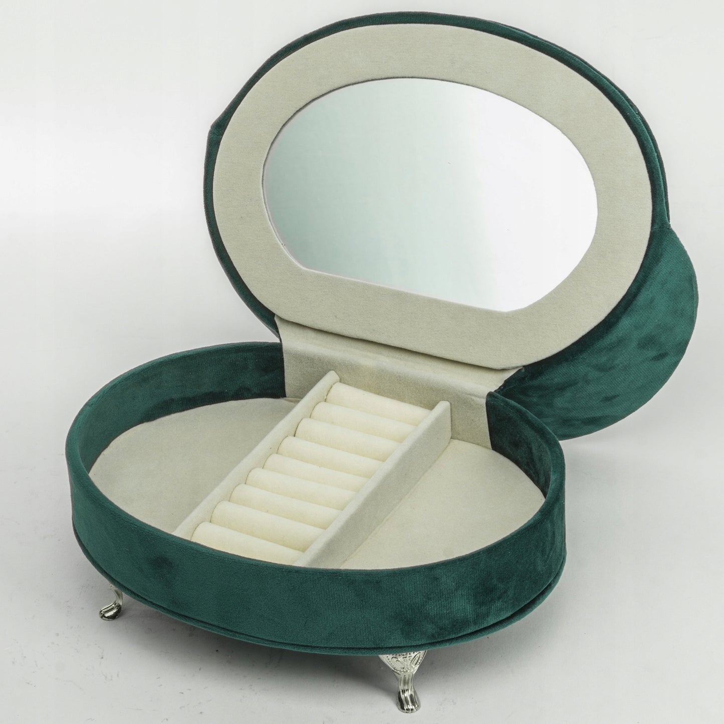 Szkatułka na biżuterię aksamitna sofa zielona glam