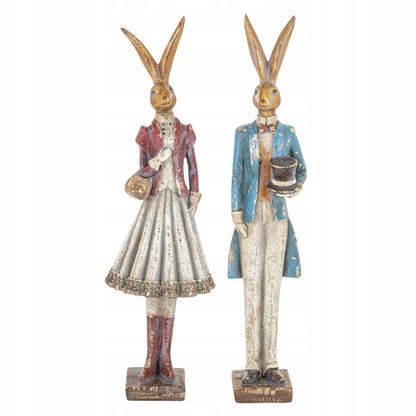 Figurka Królik Dekoracyjny Para Styl Vintage Wielkanoc ozdoba wiosenna 31cm
