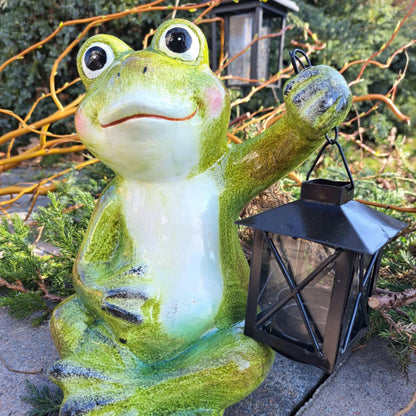 Figurka ogrodowa żaba z lampionem żabka 22 cm dekoracyjna