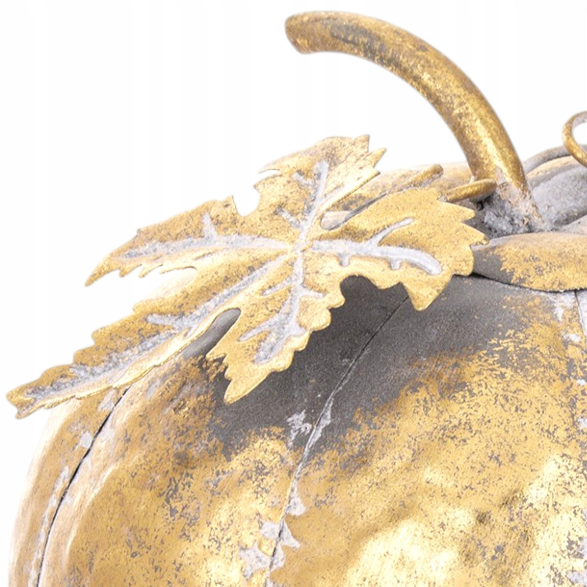 Dekoracja złota dynia metalowa złota ozdobna figurka jesień Halloween