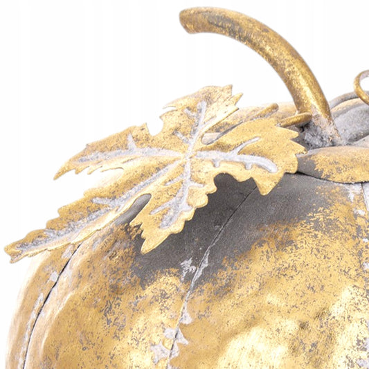Dekoracja złota dynia metalowa złota ozdobna figurka jesień Halloween