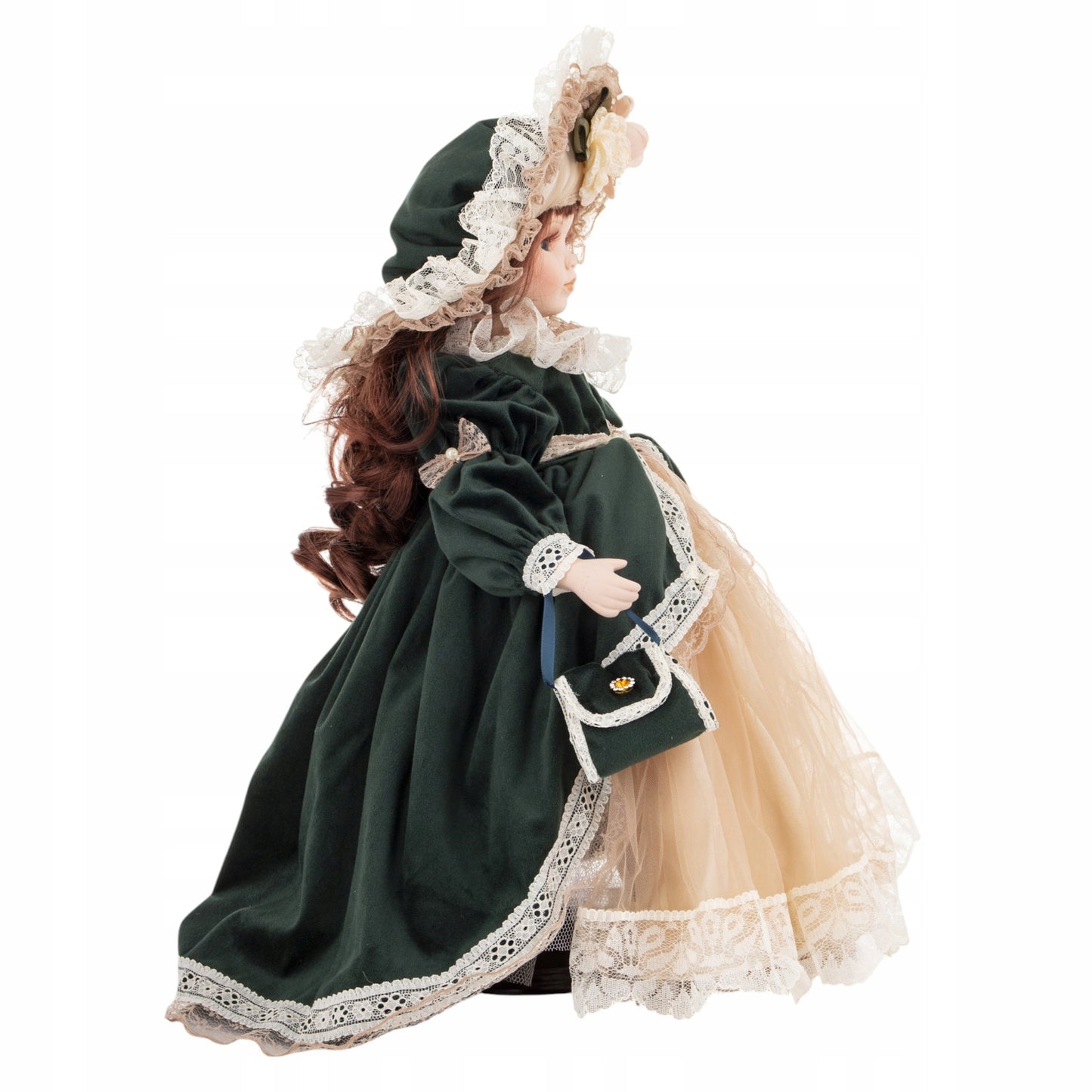 Porcelanowa lalka kolekcjonerska z parasolem 44cm wysoka dekoracyjna