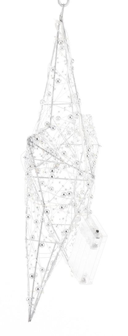 Ozdoba gwiazda LED metalowa srebrna 40x40x9 cm