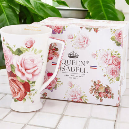 Kubek w kwiaty porcelanowy Queen Isabell w ozdobnym pudełku 500 ml