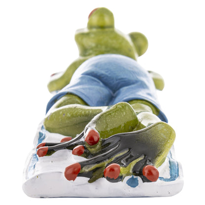 FIGURKA ŻABA PLAŻOWICZ 5x18x6cm żabka na wakacjach plaży opala się