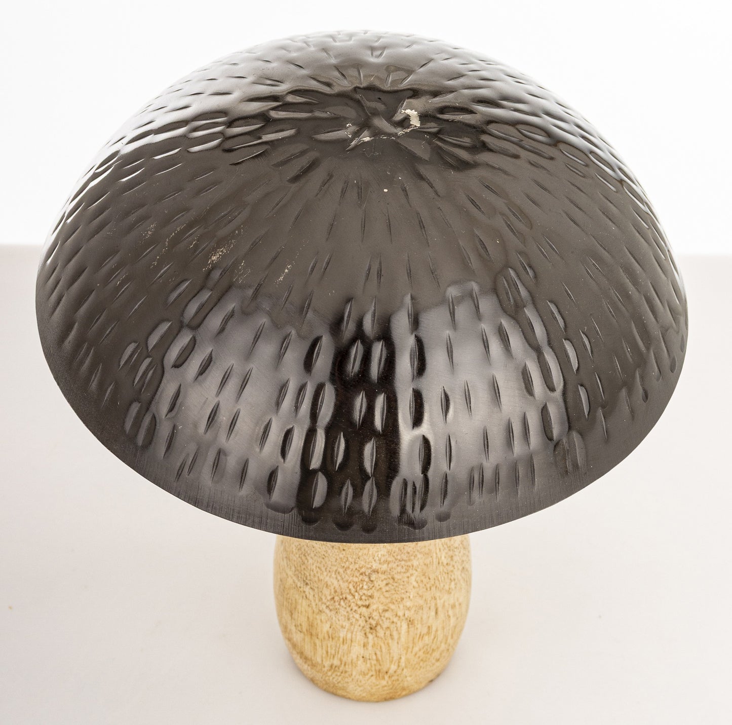 Figurka dekoracyjna grzyb drewniano-metalowa brązowo-złota 16x14x14 cm