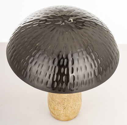 Figurka dekoracyjna grzyb drewniano-metalowa brązowo-złota 16x14x14 cm