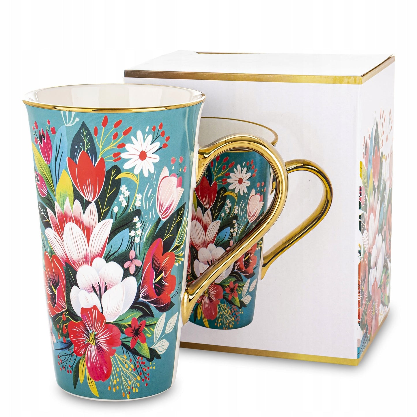 Porcelanowy Duży ozdobny kubek XXL w pudełku na prezent 700ml