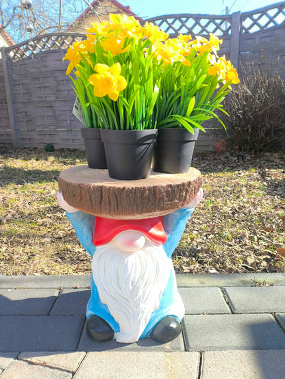 Skrzat krasnal figurka ogrodowa kwietnik stojak na kwiaty 31 cm