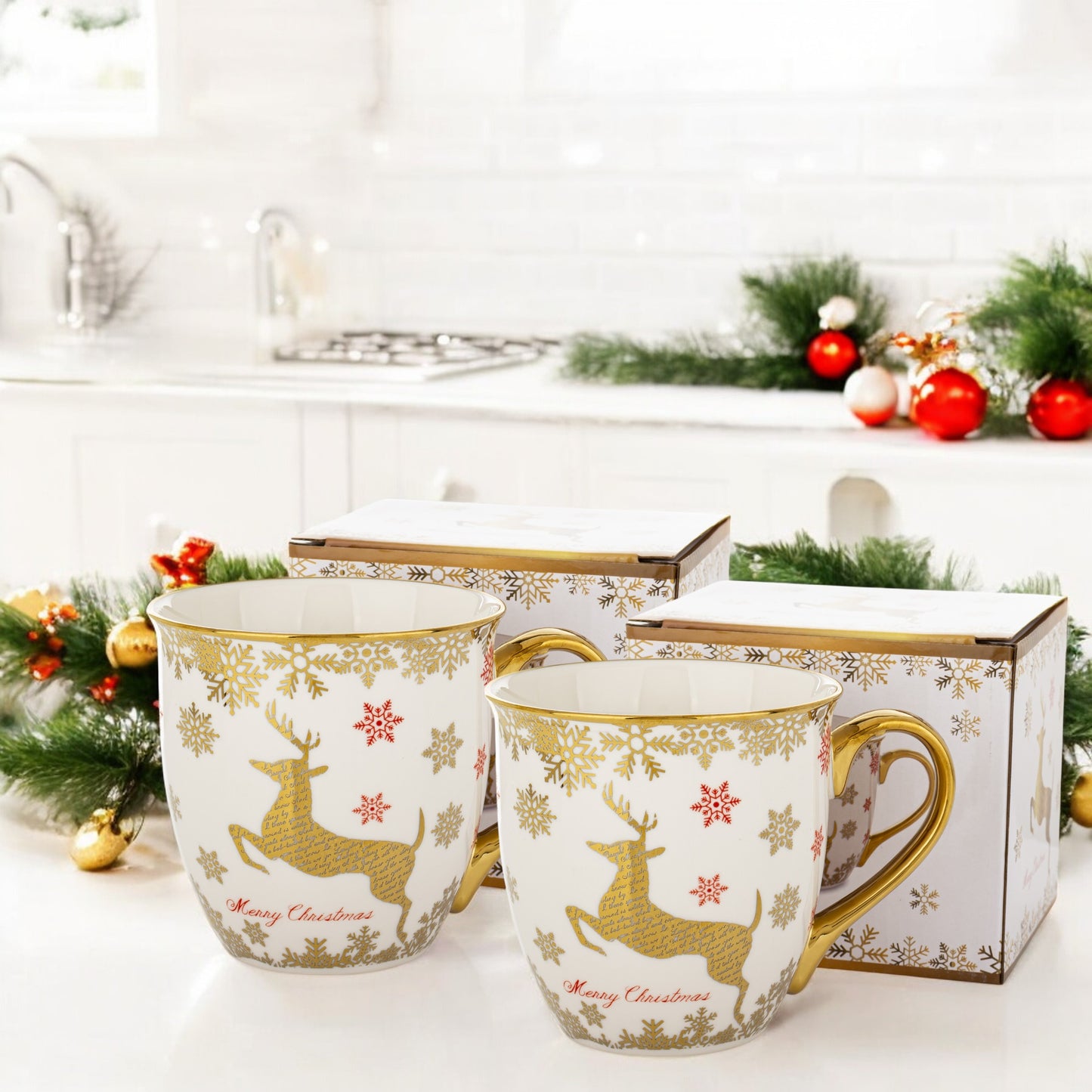 Kubek filiżanka świąteczna w pudełku porcelana prezent świąteczny