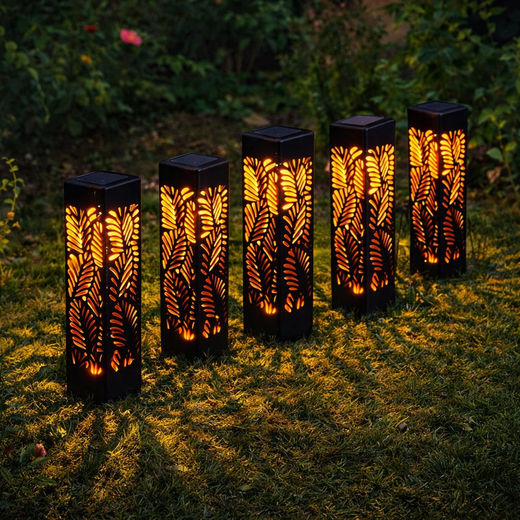 komplet 4 szt LAMPY LAMPA SOLARNE LED CZARNA DO OGRODU Ażurowy wzór