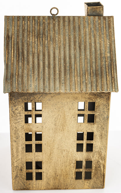 Figurka świąteczna Dekoracja Metalowa Domek złoty 36x21x21