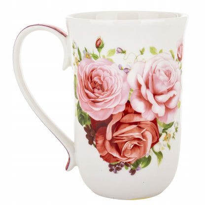 Kubek porcelanowy 400 ml w róże elegancki kubek kwiatowy prezent w pudełku