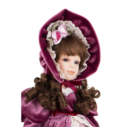 Porcelanowa lalka kolekcjonerska z parasolem 45cm wysoka dekoracyjna