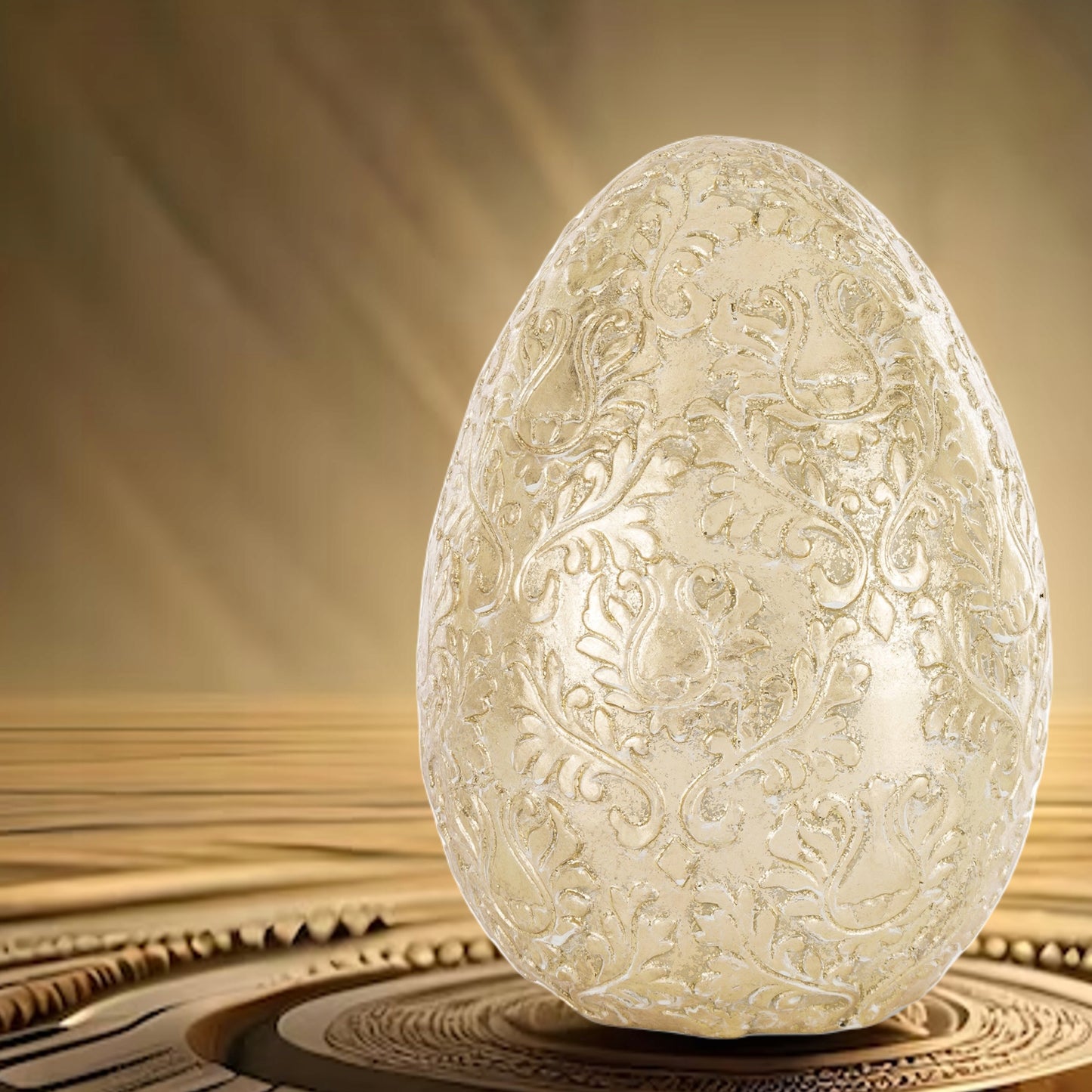 Figurka wielkanocna pisanka złota zdobione jajko 15 cm