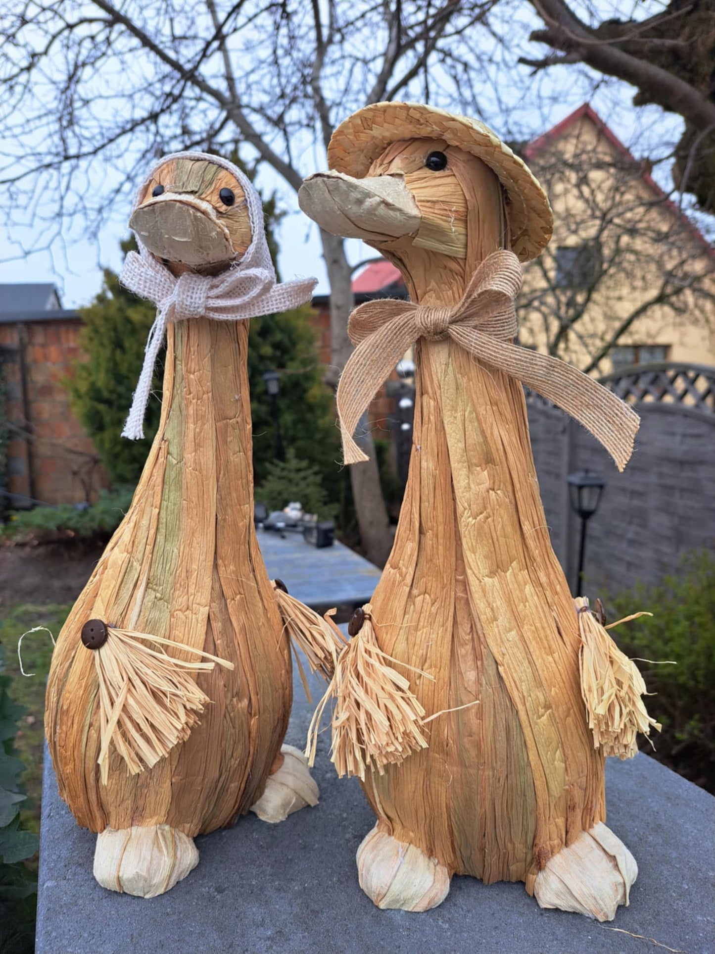 2x Figurka wielkanocna kaczka 38 cm duże wiejska rustykalna gąski komplet
