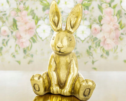 figurka zając królik zajączek siedzący złoty 16,5 cm ozdoba wielkanocna