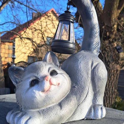 Figurka ogrodowa kot kotek z lampą solarną Dekoracja Ozdoba Prezent