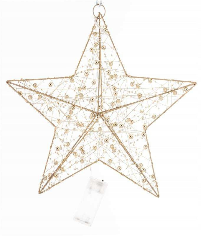 Ozdoba Gwiazda Led złota gwiazdka zawieszana w okno na ścianę drzwi 30 cm