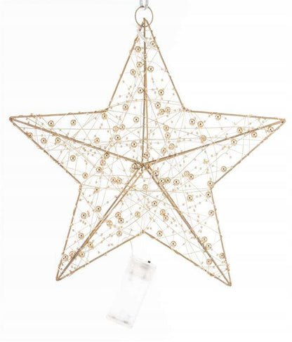 Ozdoba Gwiazda Led złota gwiazdka zawieszana w okno na ścianę drzwi 30 cm