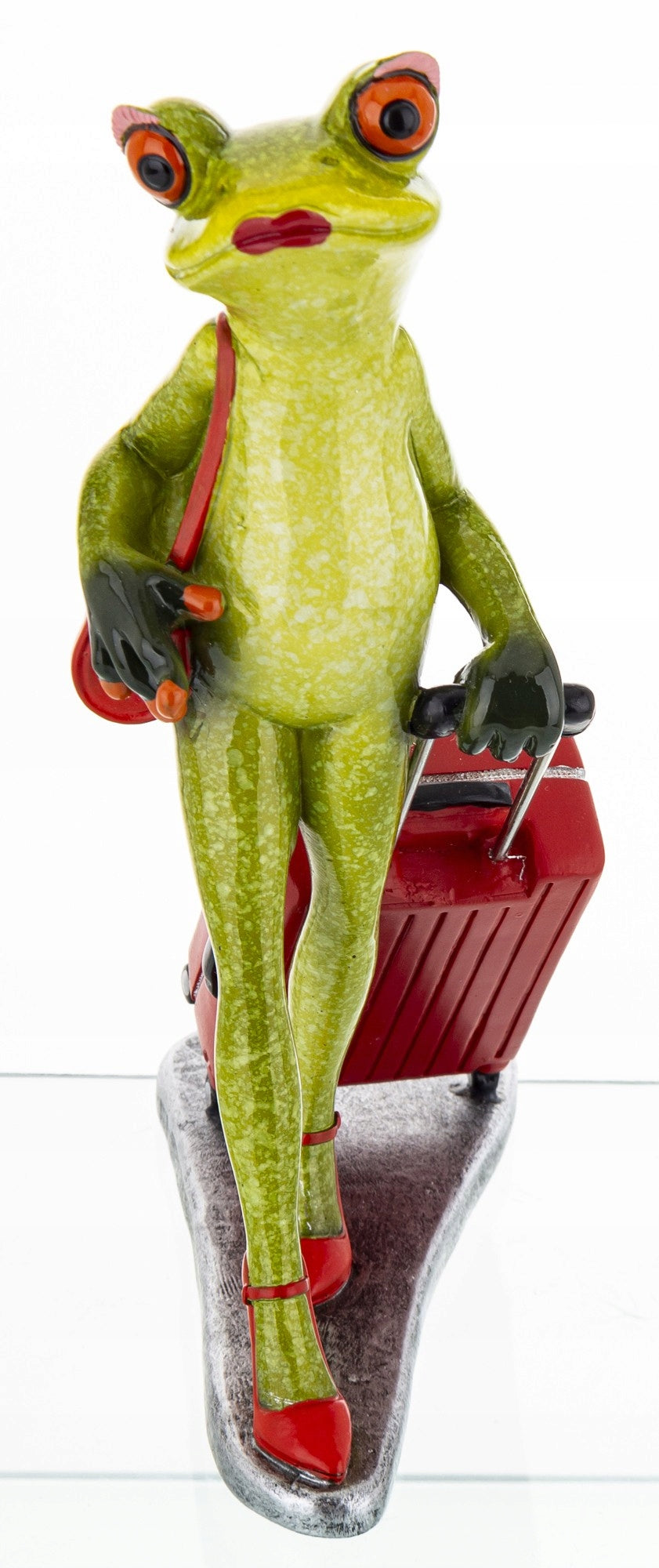 Ozdobna Figurka 18 x 13 x 5,5 cm - Żaba z walizką Turystka