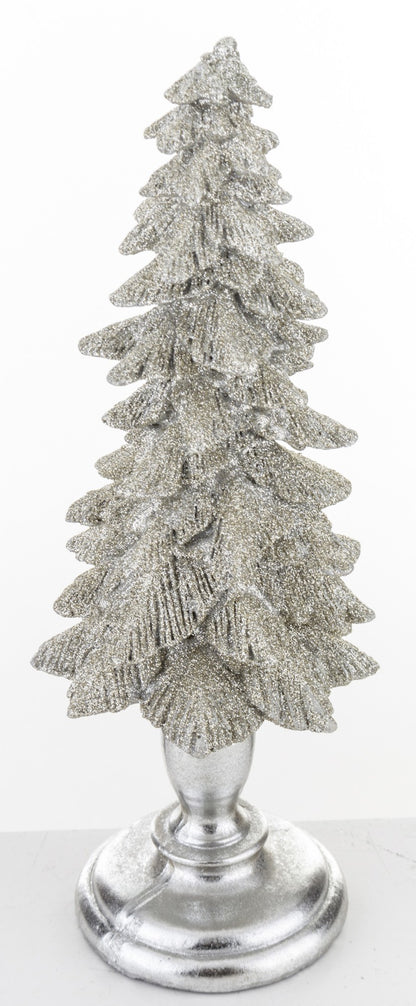 Figurka świąteczna choinka srebrny tworzywo sztuczne 32,5x11,5x11,5 cm