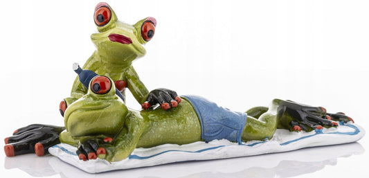 FIGURKA ŻABY PLAŻOWICZE 8,5x21x10cm żabki na wakacjach opalanie
