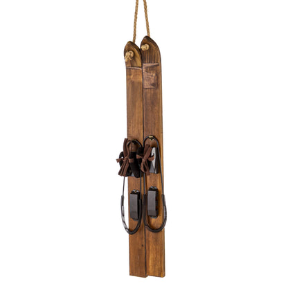 Figurka świąteczna brązowy drewno 83x8x5, wys. narty 51 cm Alpine