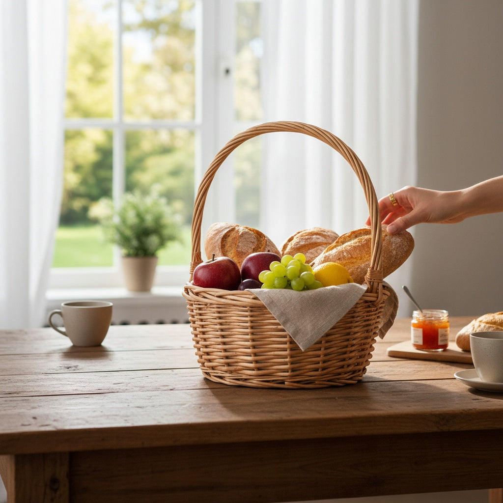 koszyk wiklinowy 26cm wielkanocny okrągły beżowy jasny na święconkę