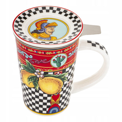 Kubek z zaparzaczem w pudełku prezentowym porcelanowy 400 ml