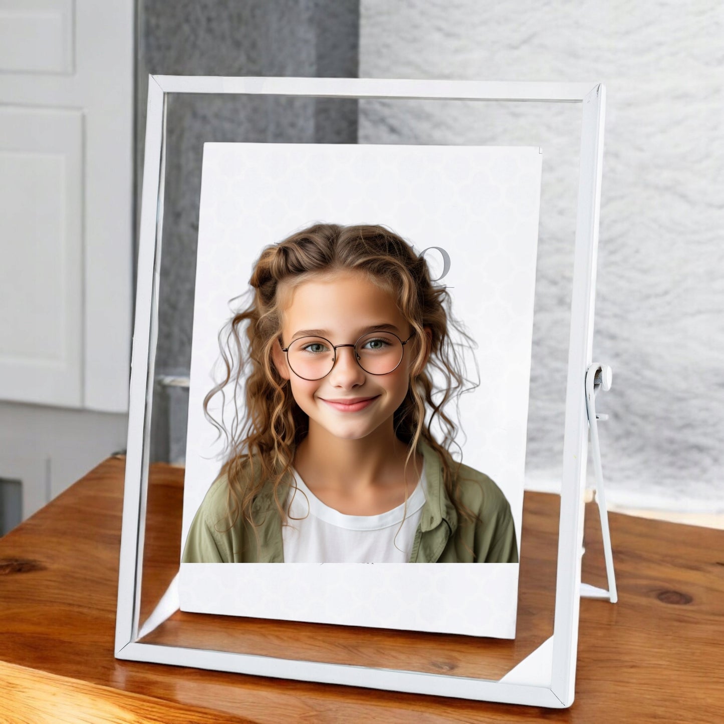 Ramka biała float na jedno zdjęcie 24 x 21,5 cm foto 15x20 metalowa