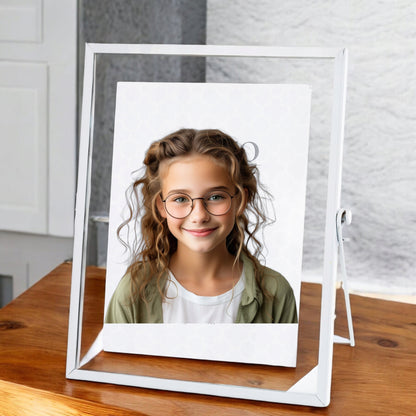 Ramka biała float na jedno zdjęcie 24 x 21,5 cm foto 15x20 metalowa