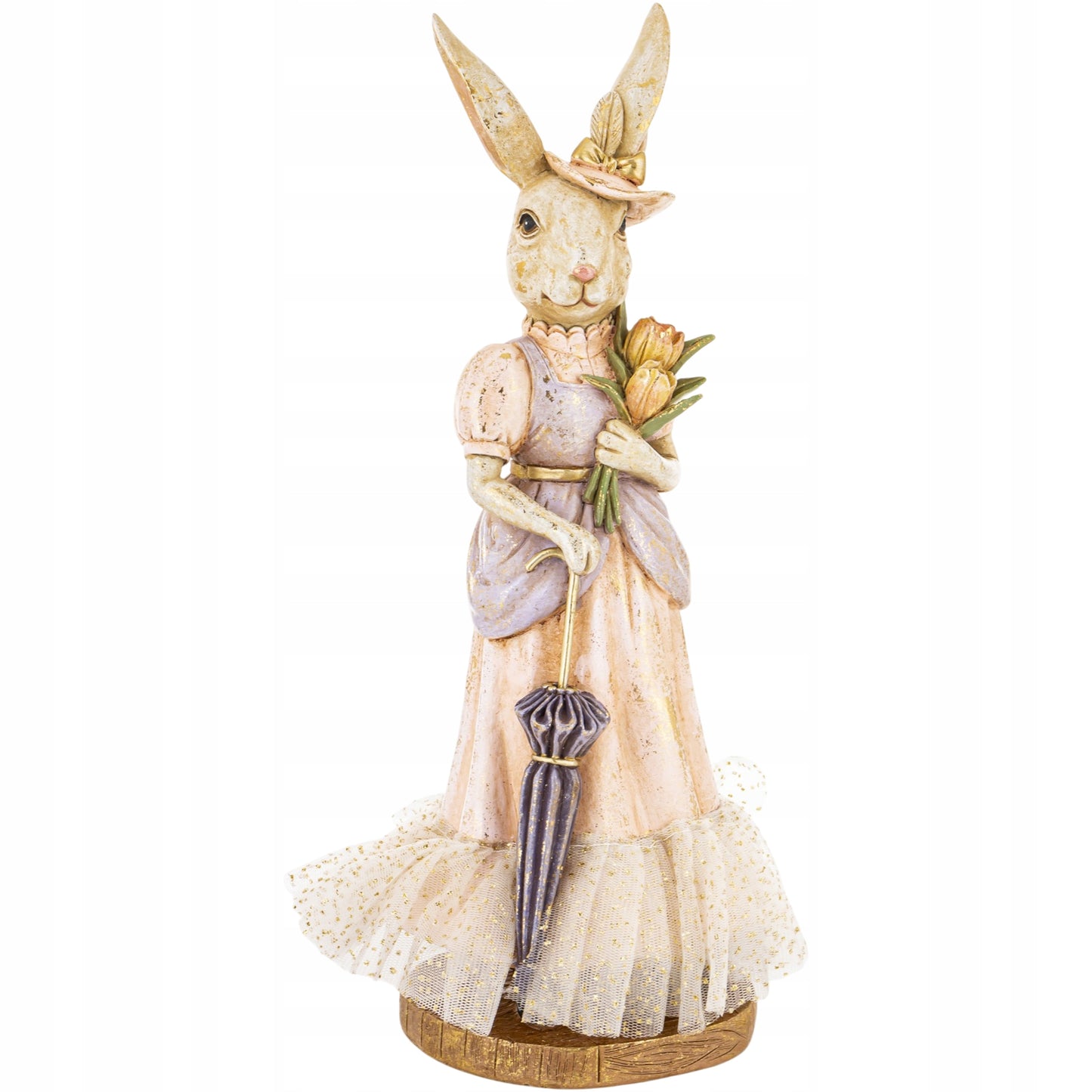 Figurka Królik z parasolem dekoracja Wielkanoc ozdoba zając wiosna 26 cm