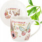 Kpl. kubków motyl łyżeczka podstawka 2+2+2 kubek ceramiczny 330ml prezent