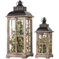 2 szt Lampion XXL Zestaw lampionów drewno pobielane 60cm