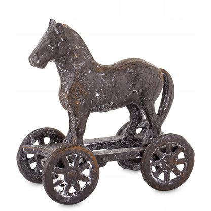 Figurka Metalowa Koń na Kółkach Vintage Loft Retro 13,5cm żeliwny dekoracja