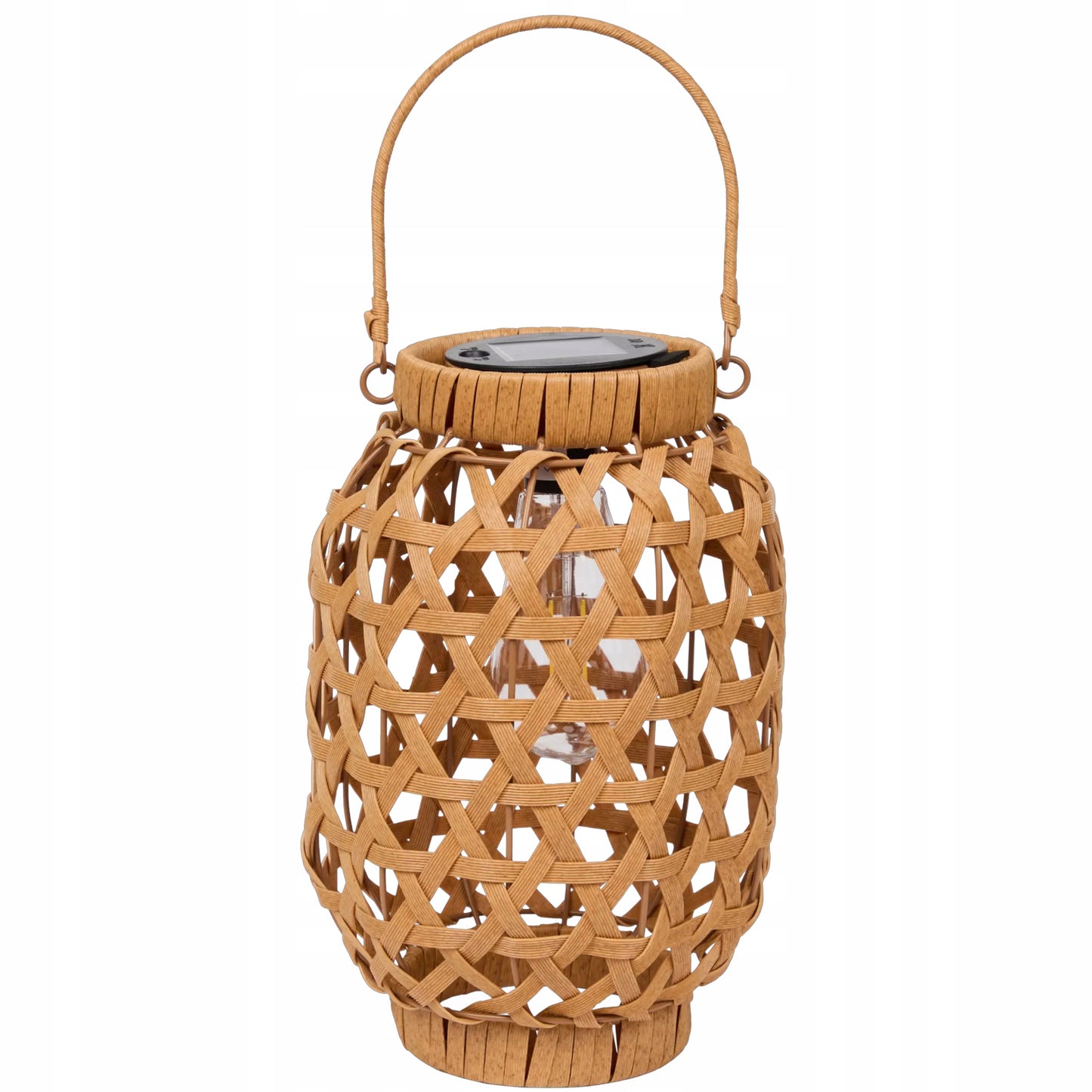 Lampion solarny rattanowy LED wiszący ogrodowy balkonowy 28 cm pleciony