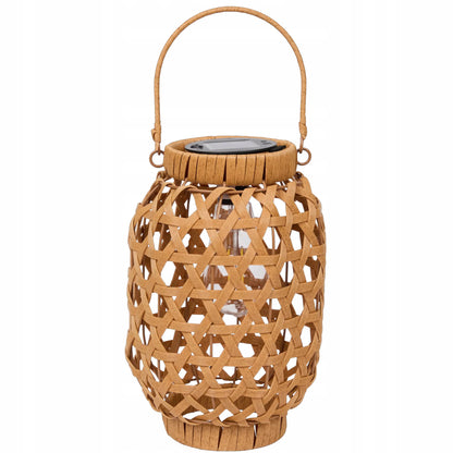 Lampion solarny rattanowy LED wiszący ogrodowy balkonowy 28 cm pleciony