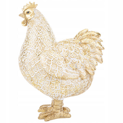 Figurka KURA 24cm biało-złota wielkanocna dekoracja
