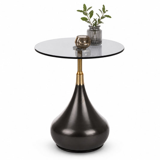 Stolik kawowy okrągły 54cm szklany loft design