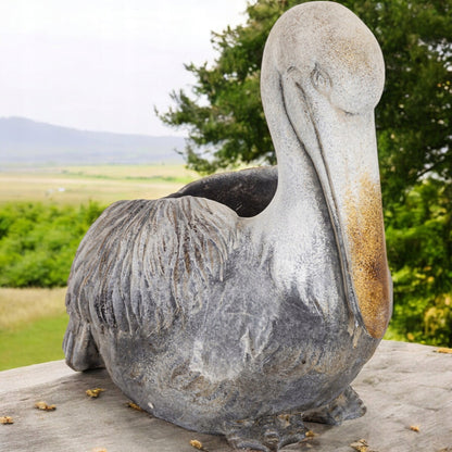 Doniczka Figurka Osłonka 22,5x23 cm betonowa ptak pelikan szary ogrodowa