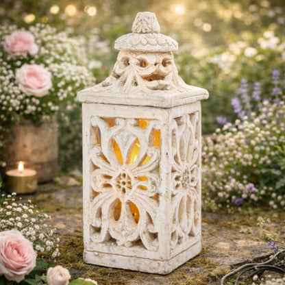 Lampion Cementowy Latarenka Świecznik Boho Ogrodowy 31cm Retro Ażurowy
