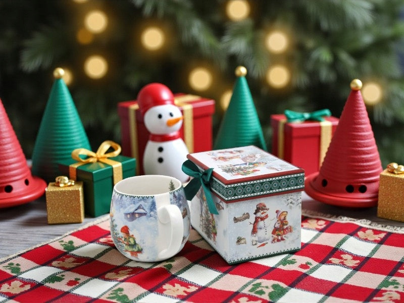 Kubek filiżanka świąteczna w pudełku porcelana duży na prezent 450ml