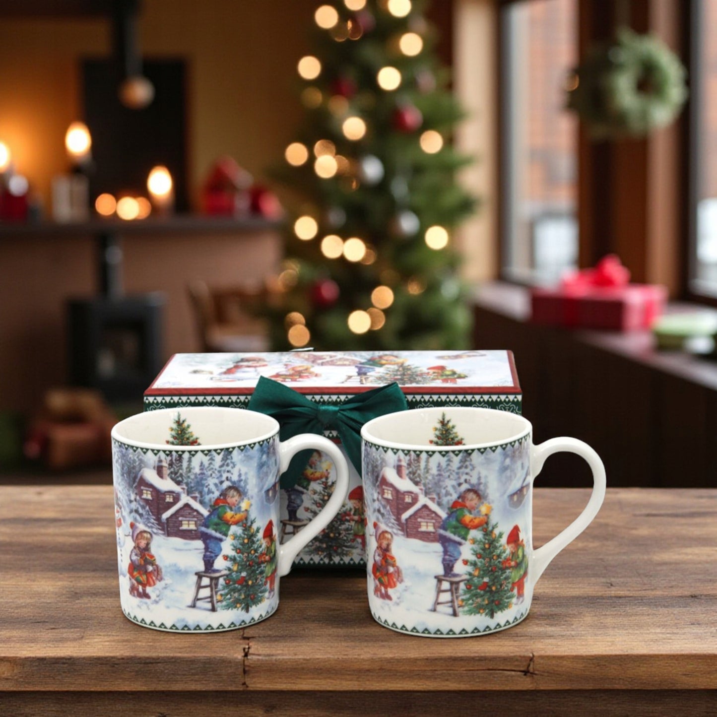 Kolekcja świąteczna zima Zestaw 2 Kubków Porcelanowych 250 ml prezent