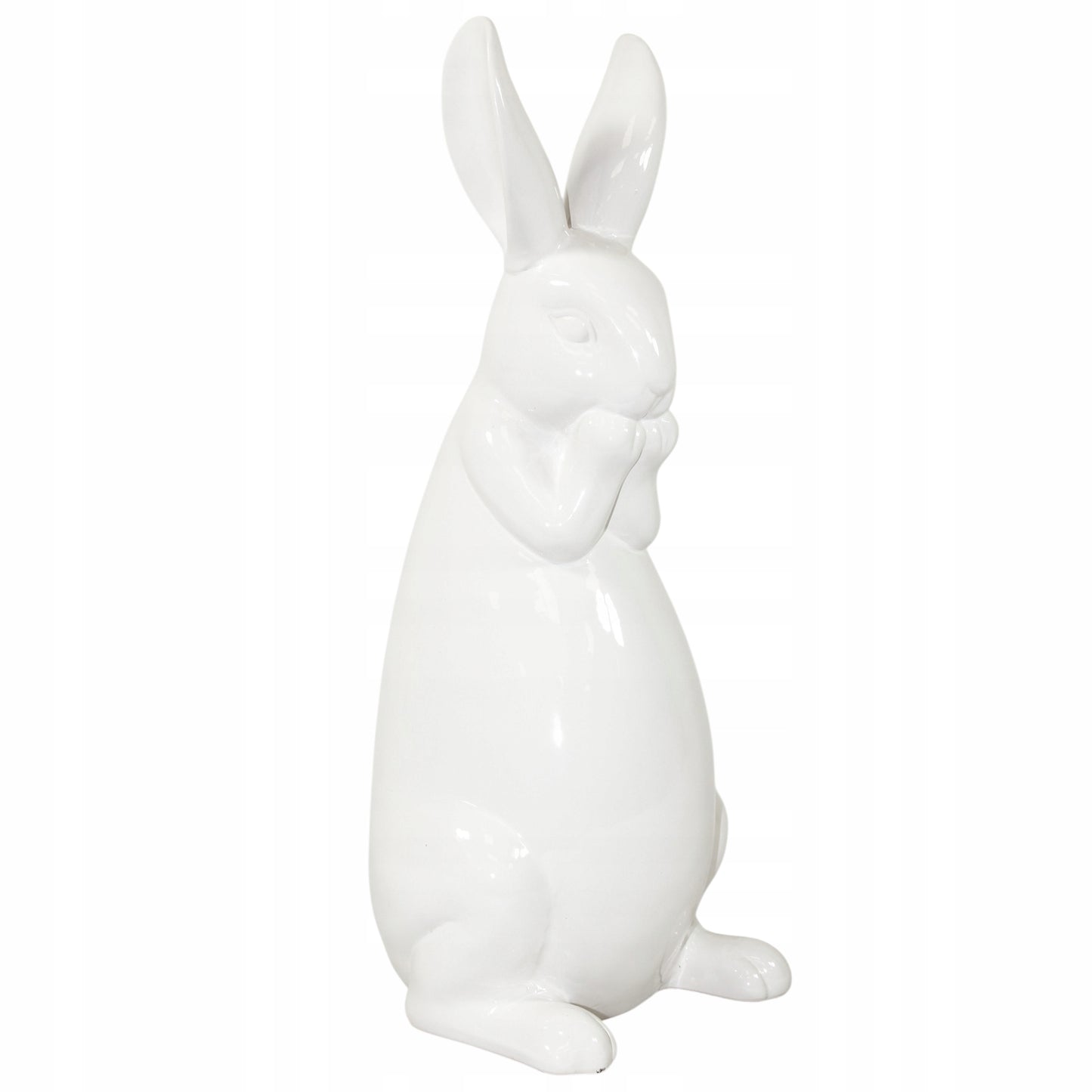 Figurka zajac ceramiczny bialy dekoracja wielkanocna ozdoba dom 39cm królik