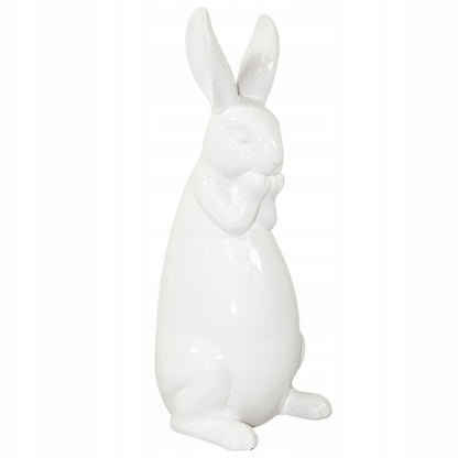 Figurka zajac ceramiczny bialy dekoracja wielkanocna ozdoba dom 39cm królik